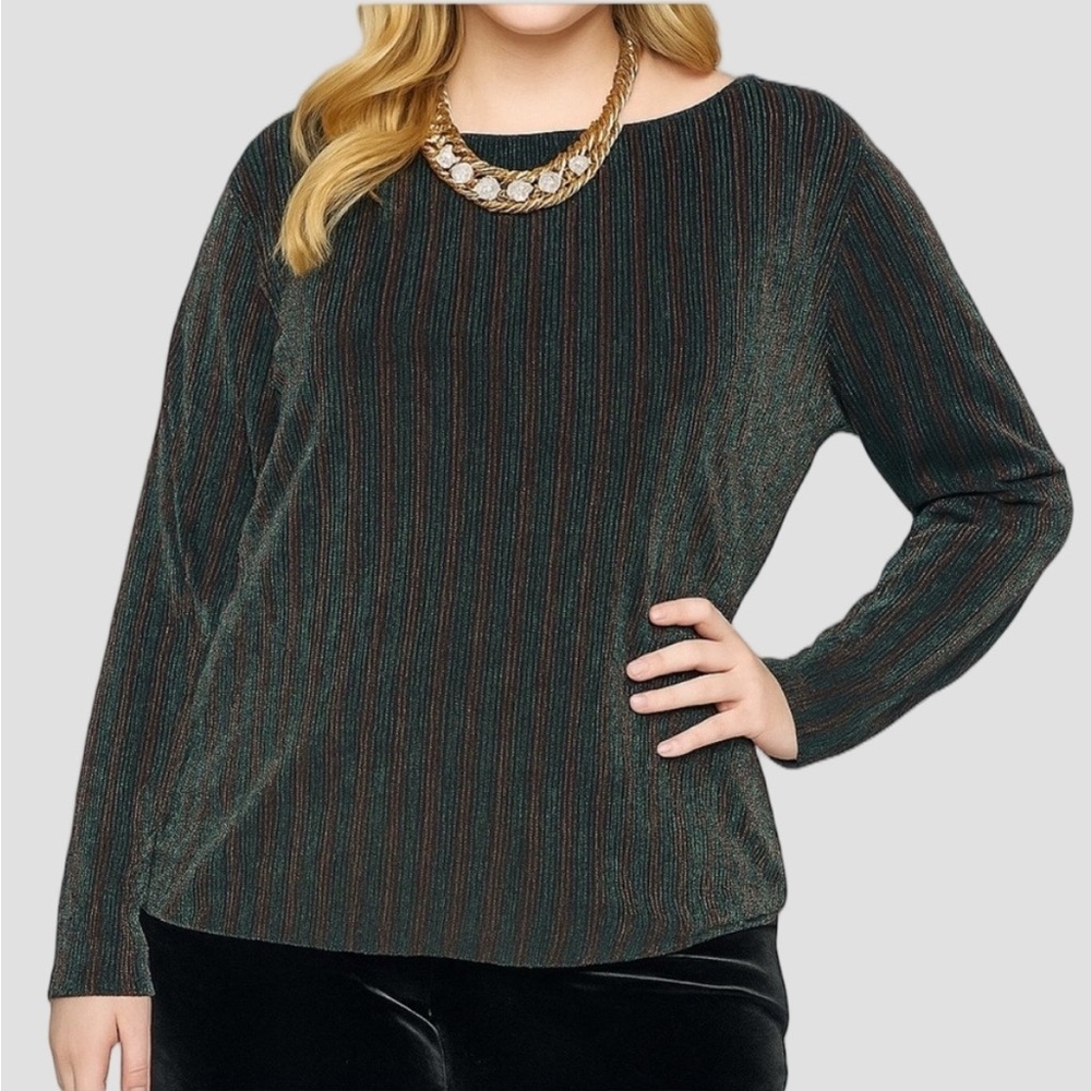 ADDITION ELLE Glitter Blouse Crew Neck Holiday Wear Plus size 4X